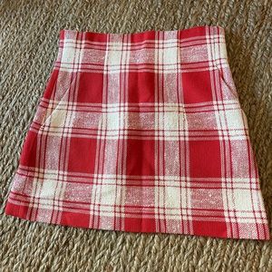 Zara red plaid pencil skirt